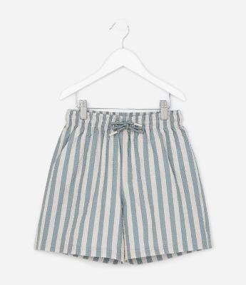 Bermuda Infantil com Listras Texturizadas - Tam 5 a 14 Anos