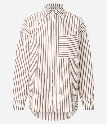 Camisa Manga Longa em Algodão com Estampa Listrada