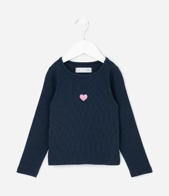 Blusa Infantil Slim com Estampa de Coração – Tam 1 a 6 Anos
