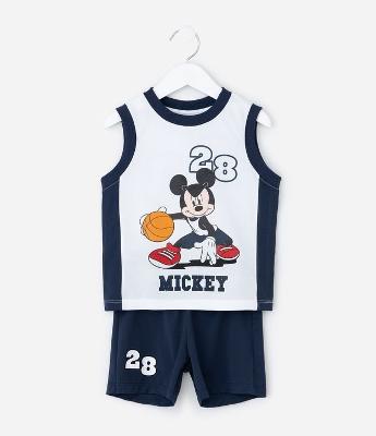 Conjunto Infantil Esportivo Mickey com Regata e Bermuda – Tam 2 a 6 Anos