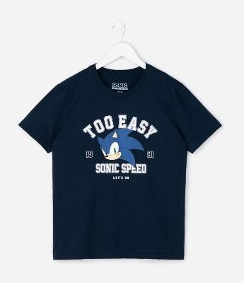 Camiseta Infantil com Estampa Sonic Speed – Tam 5 a 14 Anos