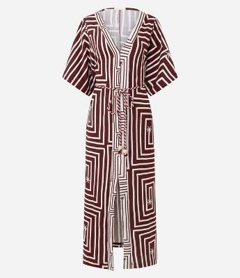 Vestido Longo em Piquet com Cinto Corda e Fenda Frontal