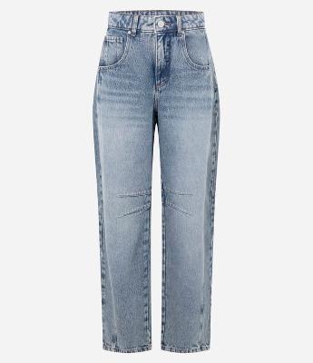 Calça Baggy em Jeans com Recortes e Pences