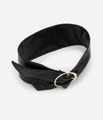 Cinto Largo em PU com Fivela Metalizada