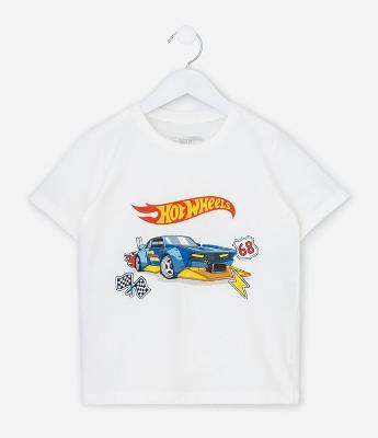 Camiseta Infantil com Estampa Hot Wheels – Tam 4 a 10 Anos