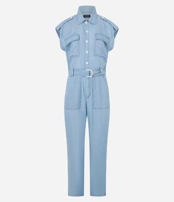 Macacão Longo em Liocel com Cinto e Bolsos Utilitários