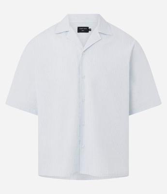 Camisa Boxy em Algodão com Textura e Listras Fio Tinto