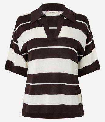 Blusa em Tricô com Gola Polo e Estampa Listrada