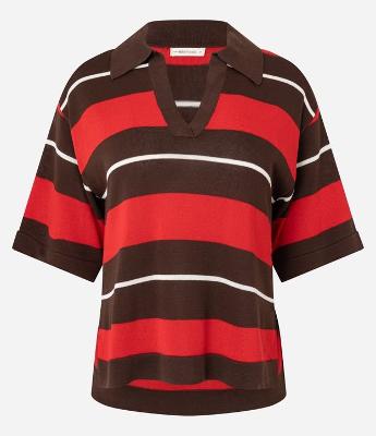 Blusa em Tricô com Gola Polo e Estampa Listrada