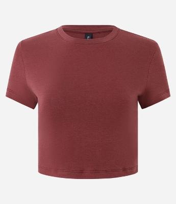 Blusa Cropped Manga Curta em Cotton