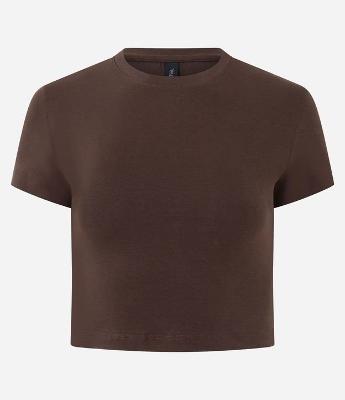 Blusa Cropped Manga Curta em Cotton