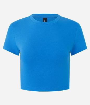 Blusa Cropped Manga Curta em Cotton