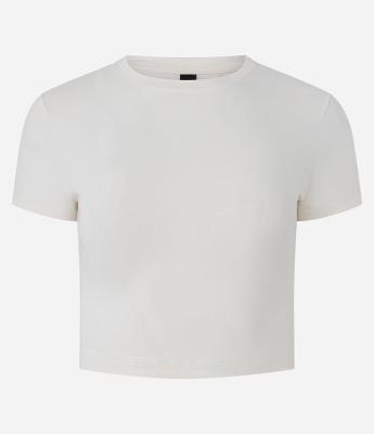 Blusa Cropped Manga Curta em Cotton