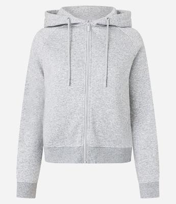 Casaco em Moletom com Capuz e Zíper Frontal