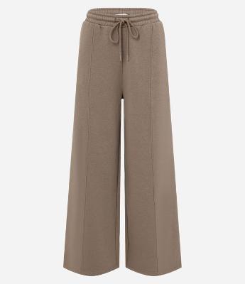 Calça Wide em Moletom com Felpa Liso