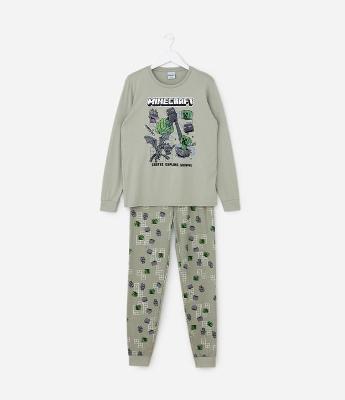 Pijama Infantil com Estampa Minecraft  – Tam 5 a 14 Anos