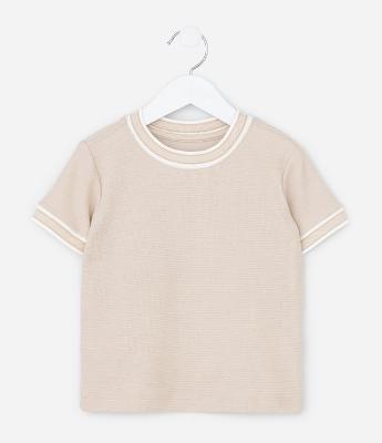 Camiseta Infantil com Gola e Mangas em Ribana – Tam 1 a 5/6