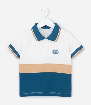 Camiseta Infantil em Piquet com Gola Polo e Bordado – Tam 1 a 5/6 Anos