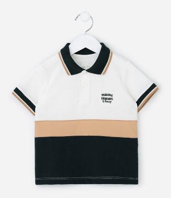 Camiseta Infantil em Piquet com Gola Polo e Bordado – Tam 1 a 5/6 Anos