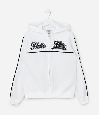 Jaqueta Infantil em Moletom com Estampa Hello Kitty – Tam 7 a 14 Anos