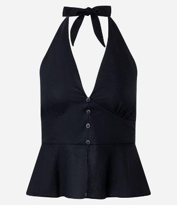 Blusa Colete Frente Única em Viscolinho com Amarração