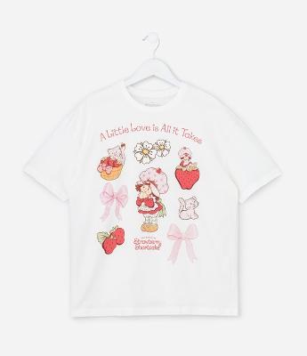 Camiseta Infantil com Estampa Moranguinho Ícones – Tam 7 a 15/16 Anos