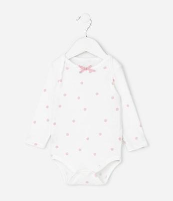Body Infantil em Ribana Poá com Laço Aplicado – Tam 0 a 18 Meses