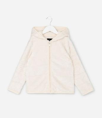 Jaqueta Infantil em Fleece com Capuz e Relevo de Corações – Tam 5 a 16 Anos