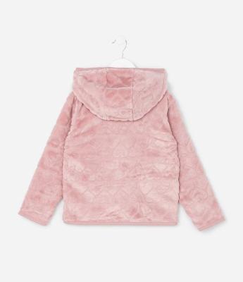 Jaqueta Infantil em Fleece com Capuz e Relevo de Corações – Tam 5 a 16 Anos