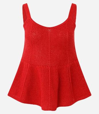 Blusa Peplum com Efeito Tricô e Alças Largas