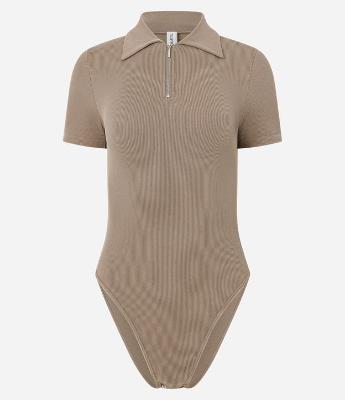 Body Seamless com Gola Polo e Zíper Frontal