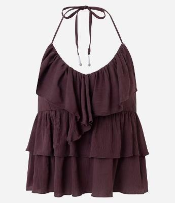 Blusa Frente Única com Babados e Amarração