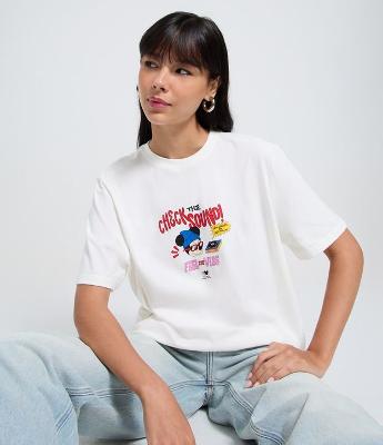 Camiseta em Algodão com Estampa Pateta e Donald