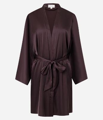 Robe Manga Longa Acetinado com Amarração