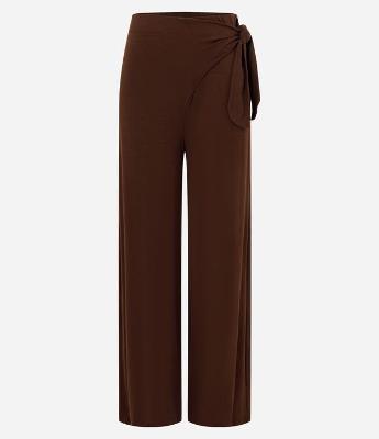 Calça Reta em Piquet com Amarração no Cós