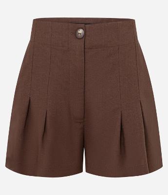 Short de Alfaiataria em Viscolinho com Pregas Frontais