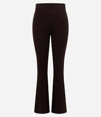 Calça Flare em Microfibra com Cós Largo