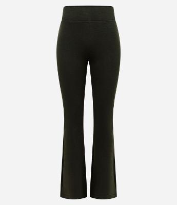 Calça Flare em Microfibra com Cós Largo