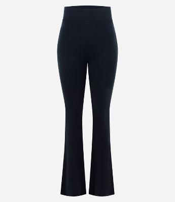 Calça Flare em Microfibra com Cós Largo