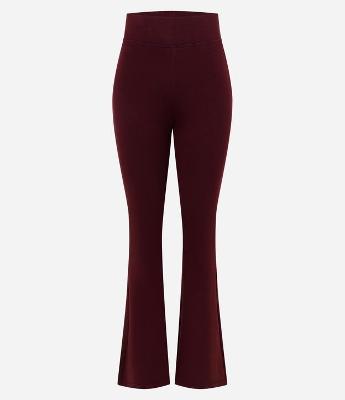 Calça Flare em Microfibra com Cós Largo