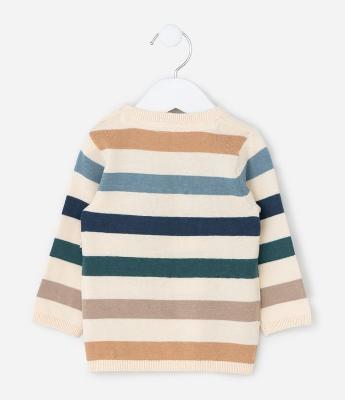 Blusão em Tricô Infantil com Estampa Listrada - Tam  0 A 18 meses