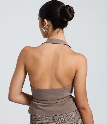 Colete em Alfaiataria Frente Única com Cinto