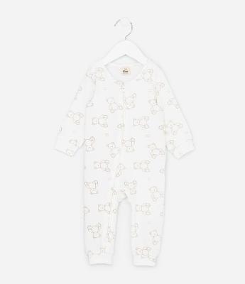 Macacão Infantil Canelado com Estampa de Ursinhos – Tam RN a 24 Meses