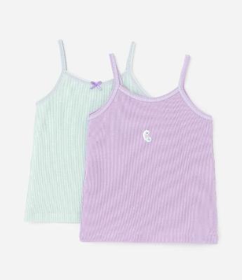 Kit 02 Regatas Infantis em Ribana com Bordado – Tam 1 a 6 Anos