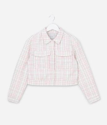 Jaqueta Infantil em Tweed com Bolsos Frontais – Tam 5 a 14 Anos