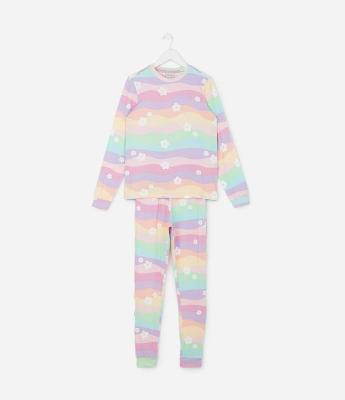 Pijama Longo Infantil com Estampa Colorida - Tam 7 A 16 Anos