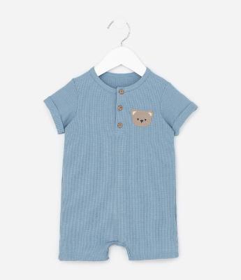 Macaquinho Infantil Waffle com Estampa de Ursinho – Tam 0 a 18 Meses