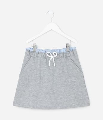 Saia Infantil Evasê em Moletom com Cós de Tricoline – Tam 5 a 14 Anos