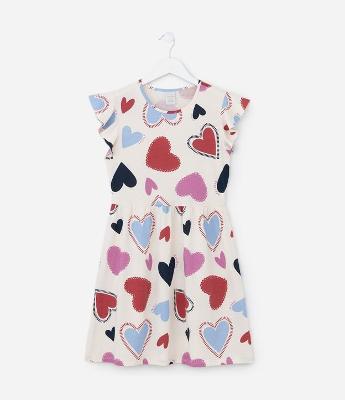 Vestido Infantil com Estampa de Corações – Tam 5 a 14 Anos
