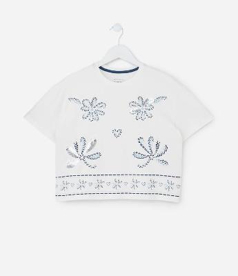 Camiseta Infantil em Algodão com Estampa Floral – Tam 5 a 14 Anos